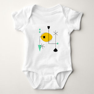 Body moderne bleu jaune simple rétro du milieu du siècl
