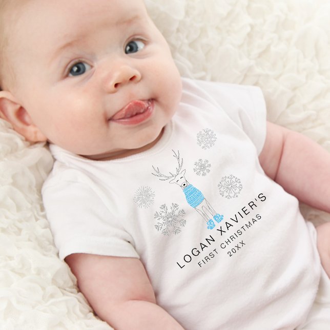 Body Moderne premier Noël cosy renne (Modern First Christmas Cozy Reindeer Baby Bodysuit)