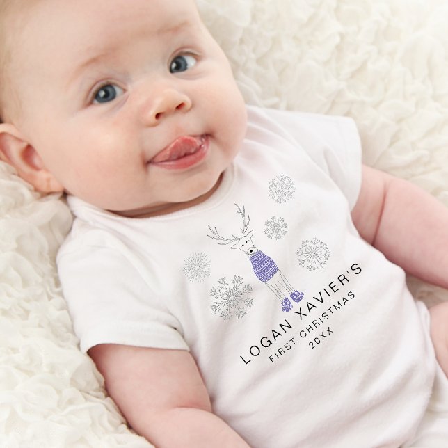 Body Moderne premier Noël cosy renne (Modern First Christmas Cozy Reindeer Baby Bodysuit)