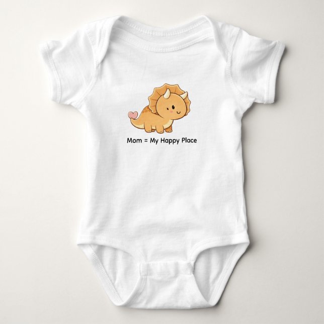 Body Mom = My Happy Place – Cute Baby Triceratops Illus (Devant)