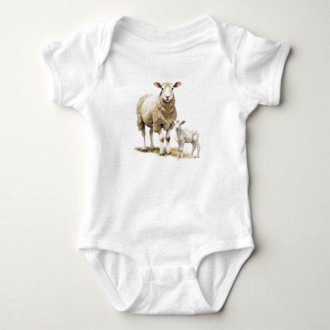 Body Momma et mouton bébé, agneau, cadeau bébé (Devant)