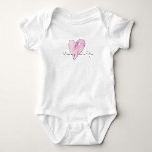 Body MOMMY VOUS AIME Aquarelle rose Coeur Douce Amour