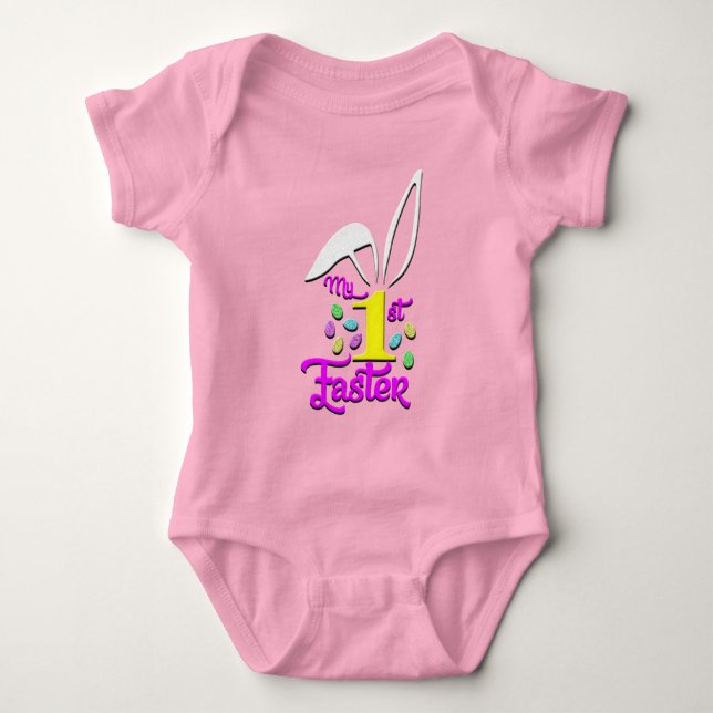 Body Mon 1er maillot rose de bébé de Pâques - Pâques (Devant)