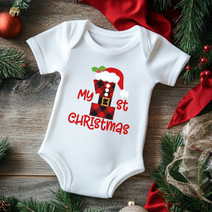 Body Mon 1er Noël Costume de Père Noël à carreaux Moder