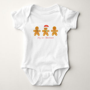 Body Mon 1er Noël Gingerbread Men Santa Hat