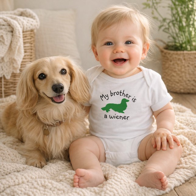 Body Mon frère est un costume pour teckel à longs poils (My brother is a long hair wiener dog baby outfit for wiener dog mom baby shower gift)
