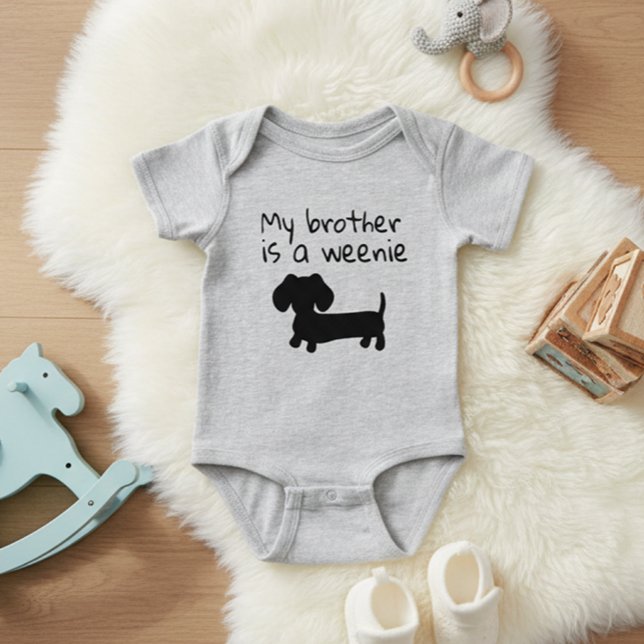 Body Mon frère est un mauviette - Cadeau bébé chien vie (My Brother is a Weenie Dachshund baby one piece outfit - great for baby showers and new mom gifts)
