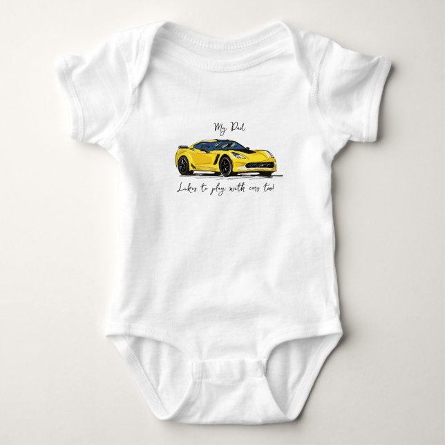Body Mon père aime jouer avec Corvettes C7 Jaune (Devant)