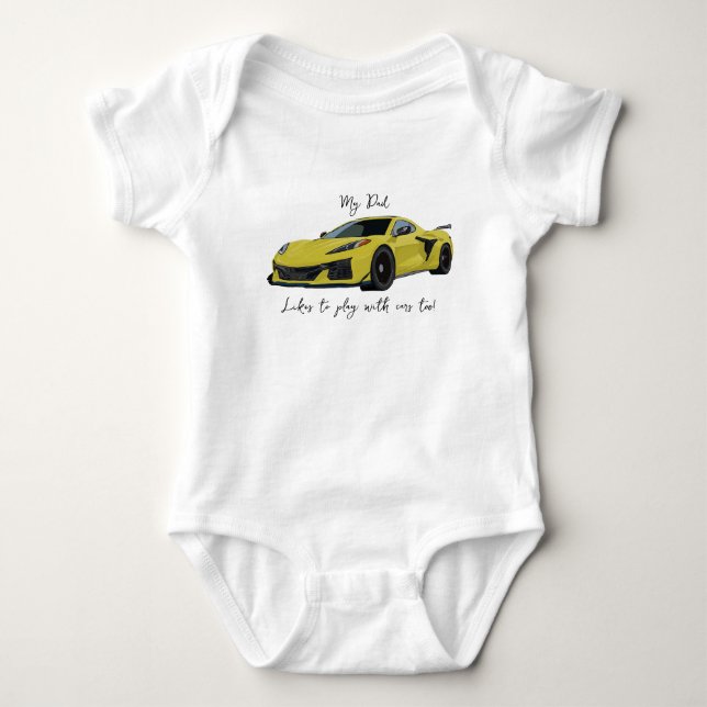 Body Mon père aime jouer avec Corvettes C8 Jaune (Devant)