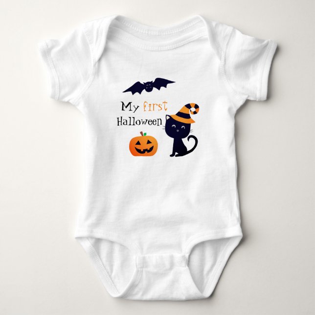 Body Mon premier chat Citrouille Halloween avec Casquet (Devant)