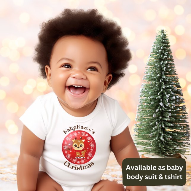 Body Mon premier Noël avec nom rennes mignons rouge (Créateur téléchargé)