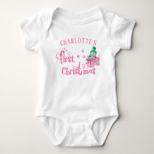 Body Mon premier Noël Bonhomme de neige rose avec cadea