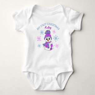 Body Mon premier Noël Snowman Snowflakes Baby Tee