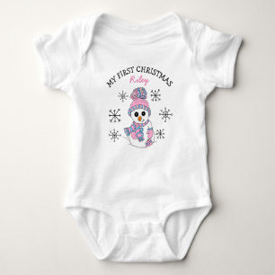Body Mon premier Noël Snowman Snowflakes Baby Tee