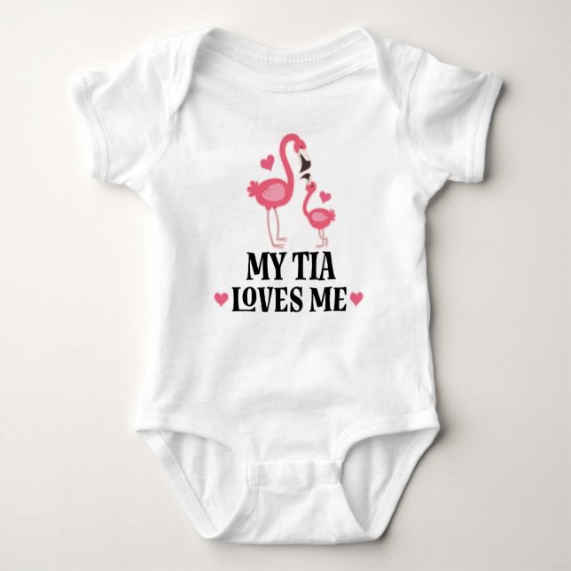 Body Mon Tia m'aime T-shirt de Flamant rose (Devant)