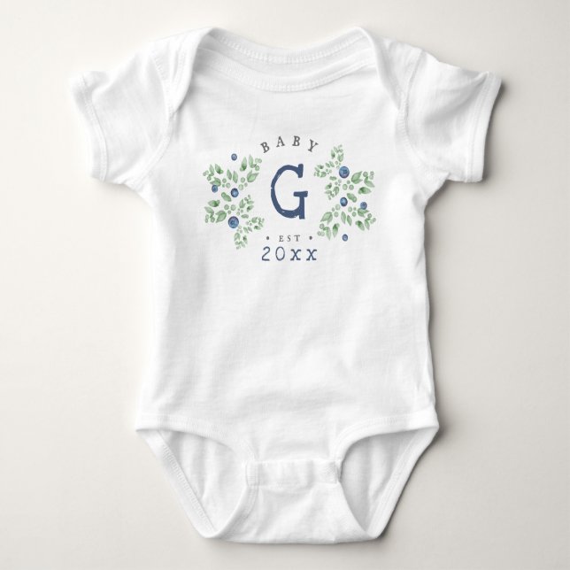 Body Monogramme de bébé Blueberry Bodysuit (Devant)
