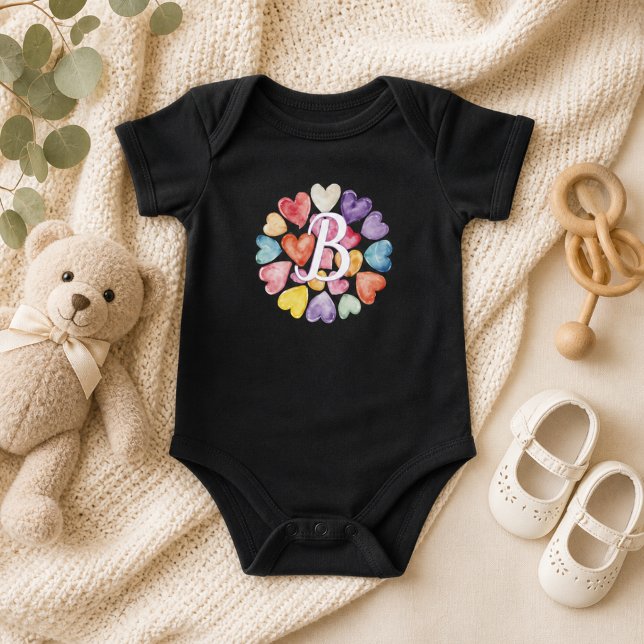 Body Monogramme de cœurs à l'aquarelle  (Créateur téléchargé)