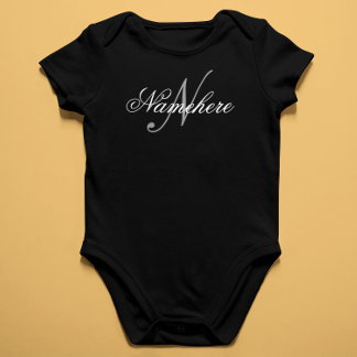 Body Monogramme de nom personnalisé unique noir et blan