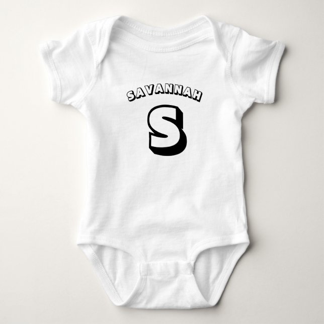 Body Monogramme de plaisir moderne noir nom personnalis (Devant)