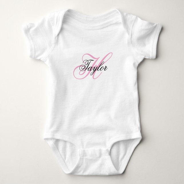 Body Monogramme fantaisie noir et rose (Devant)