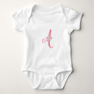 Body Monogramme floral - Combinaison initiale pour bébé