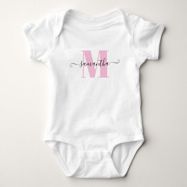 Body Monogramme girly rose et pois (Devant)