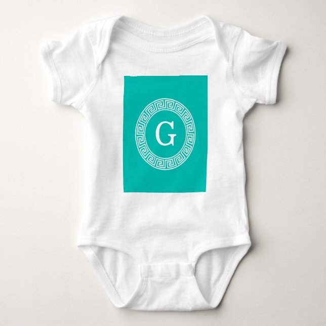 Body Monogramme initial turquoise Wht Key grecque (Devant)