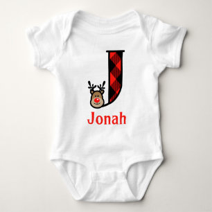 Body Monogramme j de combinaison de Noël du renne du