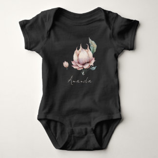 Body Monogramme Nom du bébé Earthy Boho Pretty Lotus Fl