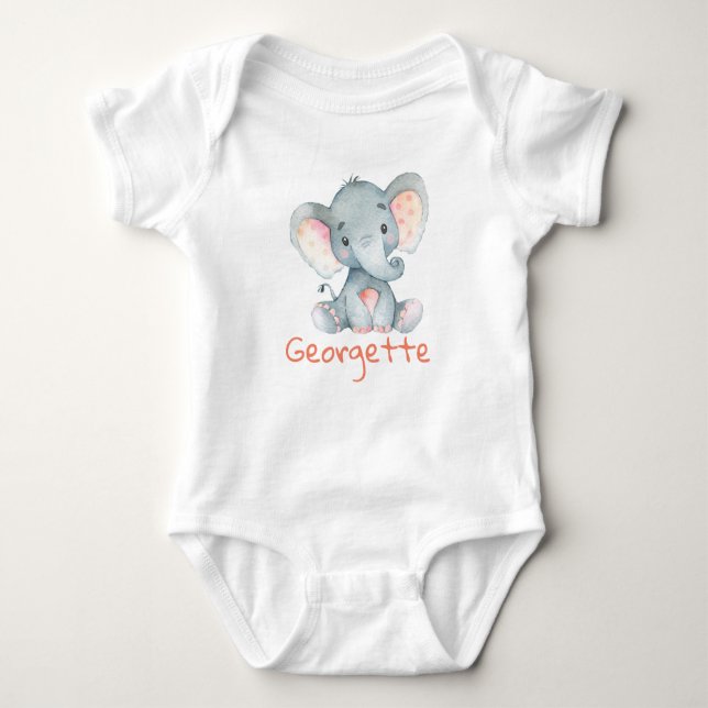 Body monogramme personnalisé Baby Elephant Baby t-Shirt (Devant)