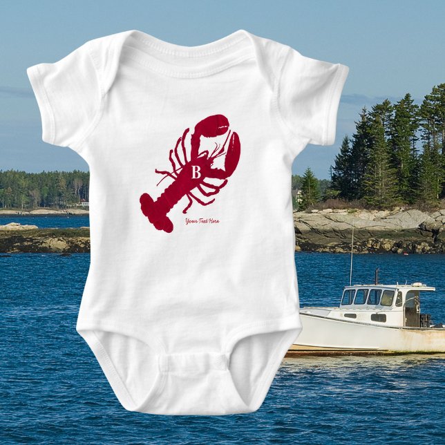 Body Monogramme personnalisé de homard rouge nautique (Créateur téléchargé)