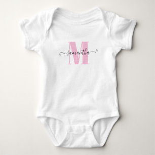 Body Monogramme rose clair girly et pois