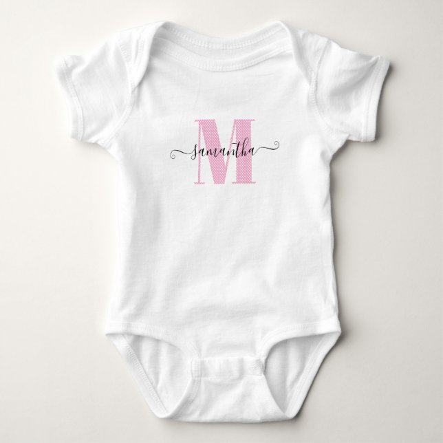 Body Monogramme rose clair girly et pois (Devant)