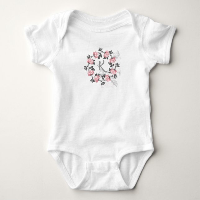 Body Monogramme Rose rose et gris (Devant)