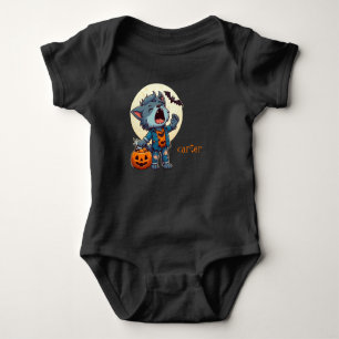 Body Monstre de loup-garou mignon hurlant avec citrouil