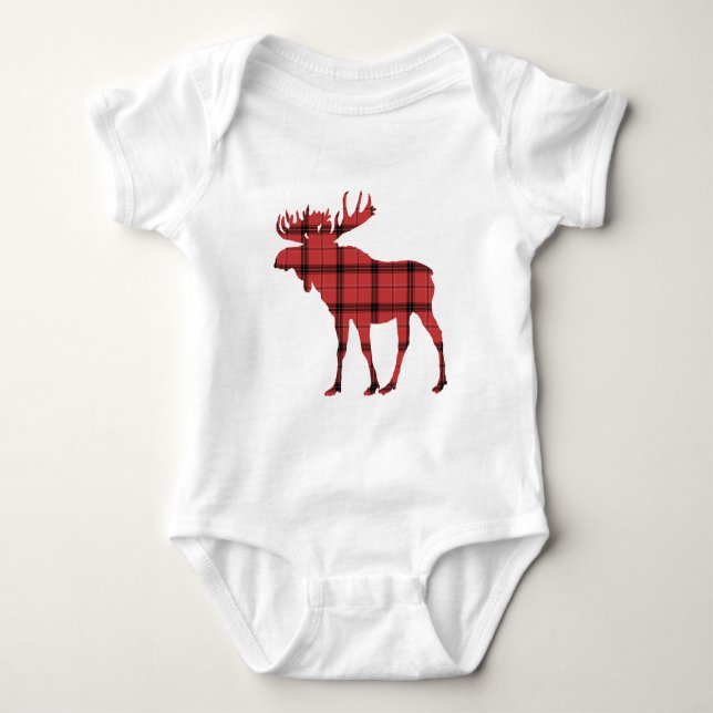 Body Moose Red Plaid Tartan Motif Noël (Devant)