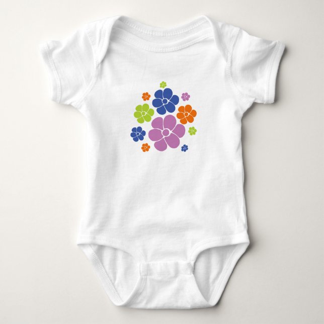 Body Motif à fleurs - Bleu, Orange, Violet, Vert (Devant)