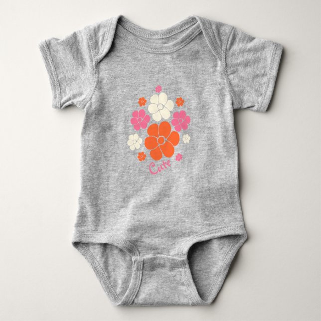 Body Motif à fleurs - rose, orange et crème (Devant)