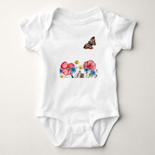 Body Motif aquarelle avec fleurs sauvages dessinés à la