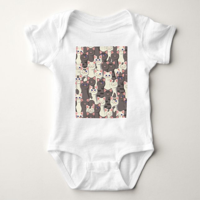 Body Motif de chats blancs et gris (Devant)