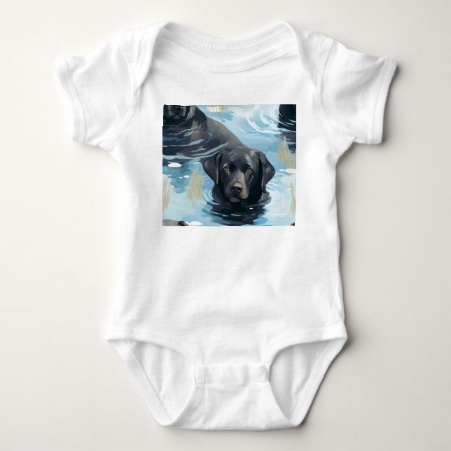Body Motif de natation du Labrador noir (Devant)
