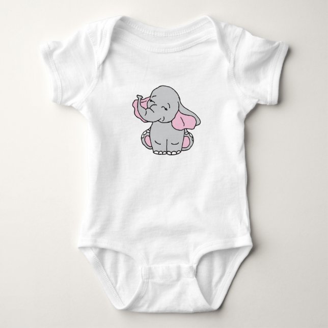 Body Motif d'éléphant dessiné à la main rose Éléphant d (Devant)