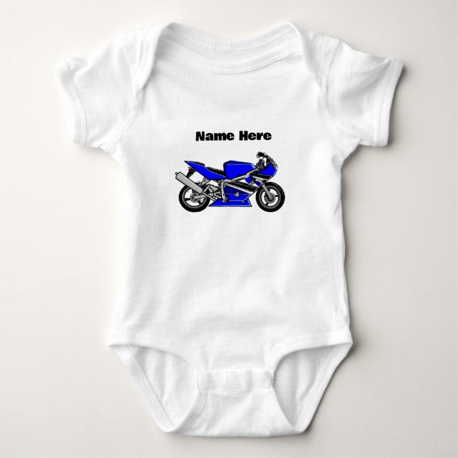 Body Moto bleu Personnalisé Blanc (Devant)