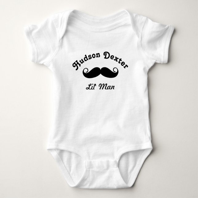 Body Moustache noire biologique Baby Boy Lil' Man (Devant)