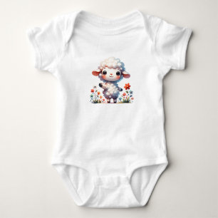 Body Mouton bébé mignon avec fleur