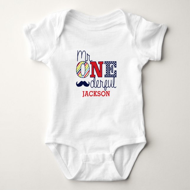 Body Mr ONEderful Baby Romper - Première tenue d'annive (Devant)