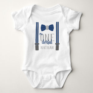 Body Mr ONEderful Birthday Shirt en bleu et gris