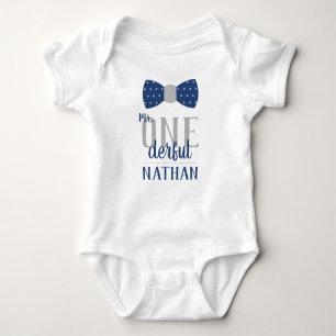 Body Mr ONEderful Birthday Shirt en bleu et gris