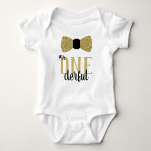 Body Mr ONEderful Birthday Shirt en Noir et Faux Gold