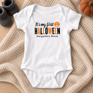 Body My First Halloween Modern Orange Black with Name